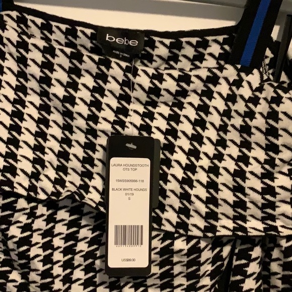 Bebe Laura Houndstooth OTS Top - Picture 5 of 7